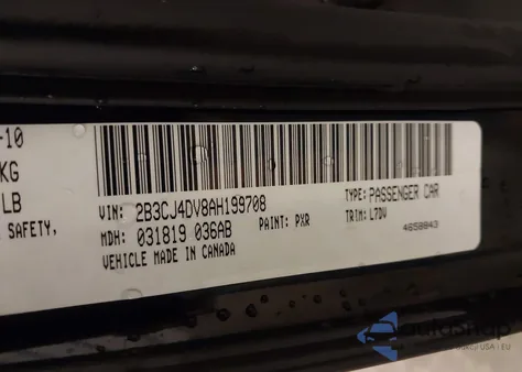 2010 Dodge Challenger Se из США, поврежденный, VIN 2B3CJ4DV8AH199708